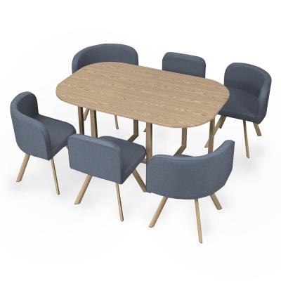 Ensemble table + 6 chaises encastrables grises