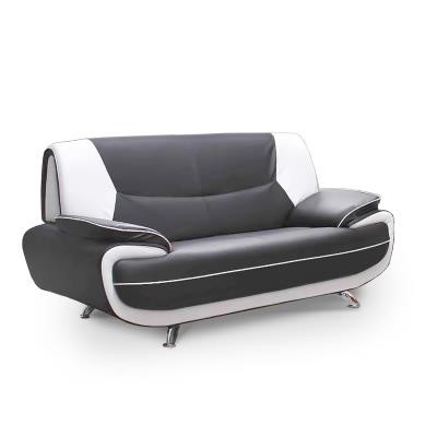 Canapé design 2 places en simili cuir gris et blanc