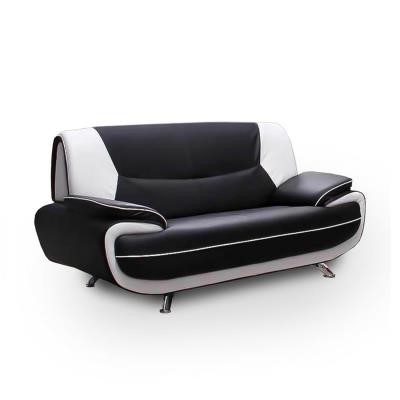 Canapé design 2 places en simili cuir noir et blanc