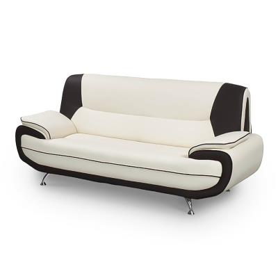Canapé design 3 places en simili cuir blanc et noir