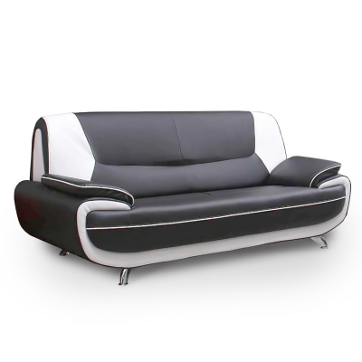 Canapé design 3 places en simili cuir gris et blanc