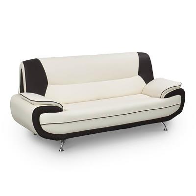 Ensemble canapé design en simili cuir blanc et noir