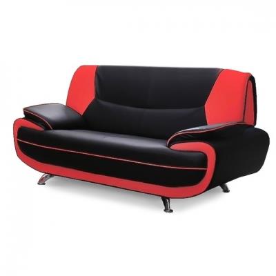 Ensemble canapé design en simili cuir noir et rouge