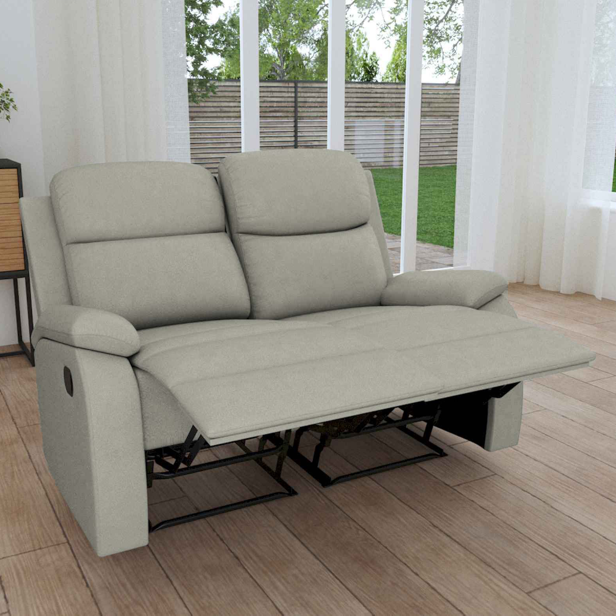 Canapé 2 places relax en tissu gris clair