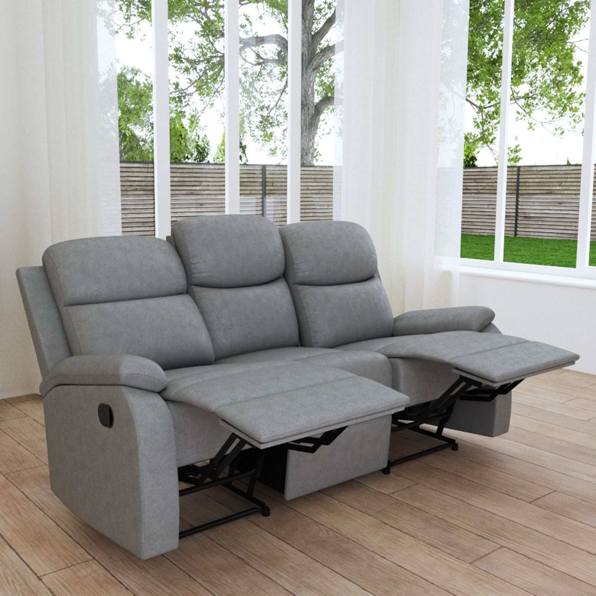 Canapé 3 places relax en tissu gris foncé