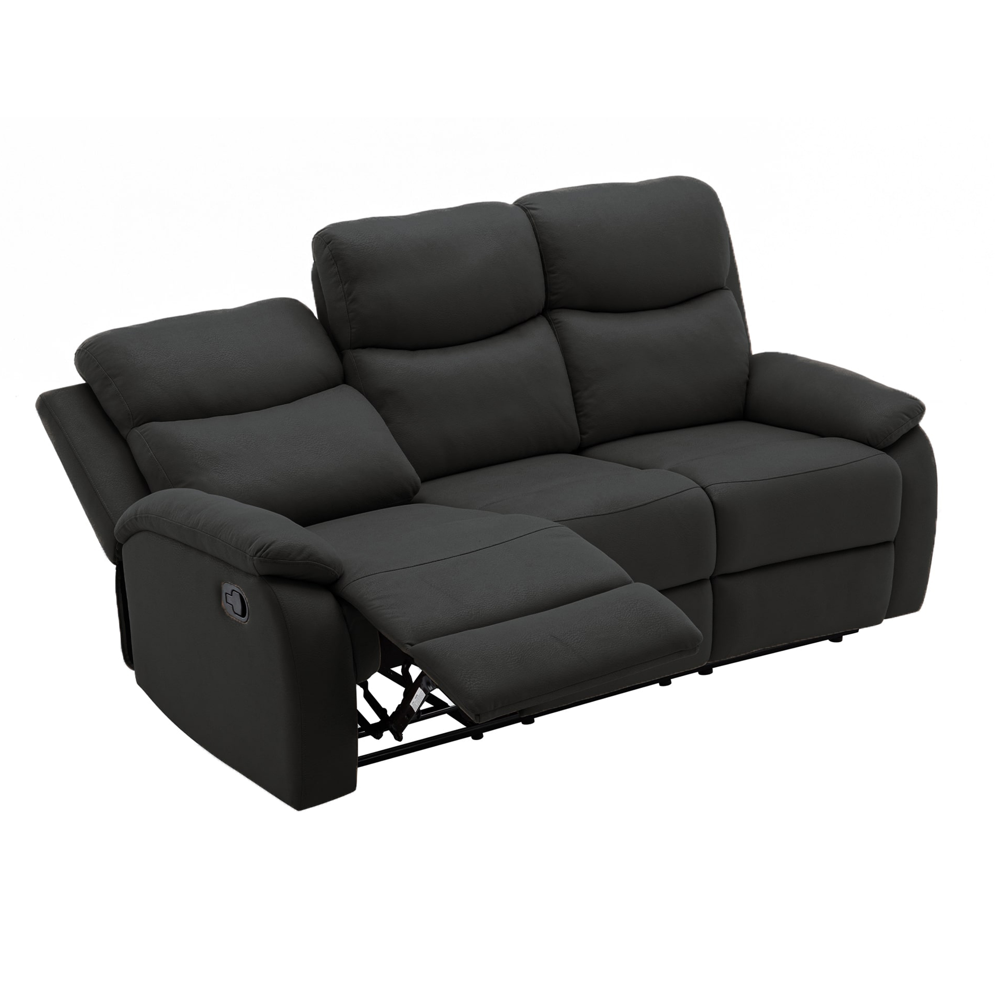 Canapé 3 places relax en tissu noir