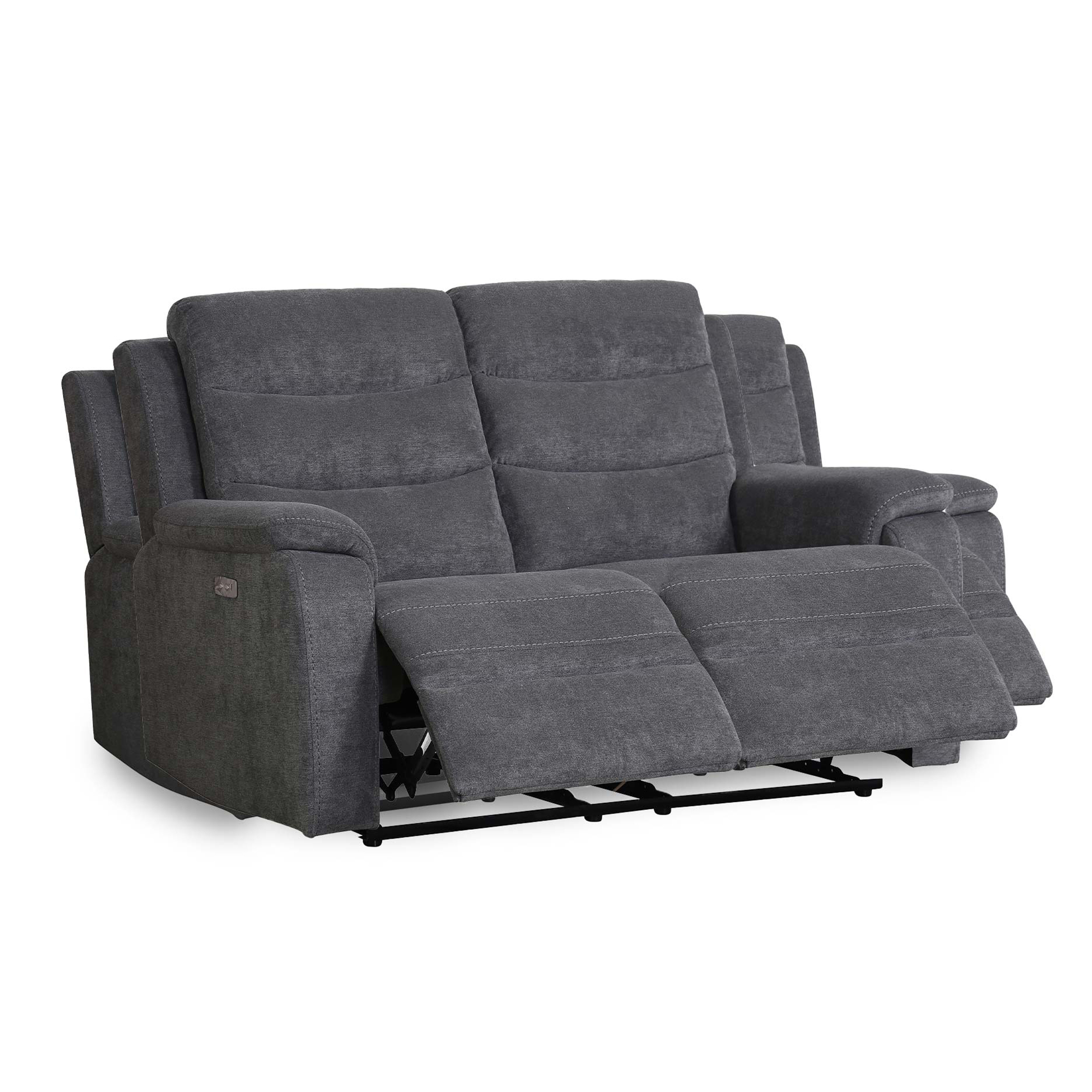 Canapé 2 places relax électrique en tissu gris foncé