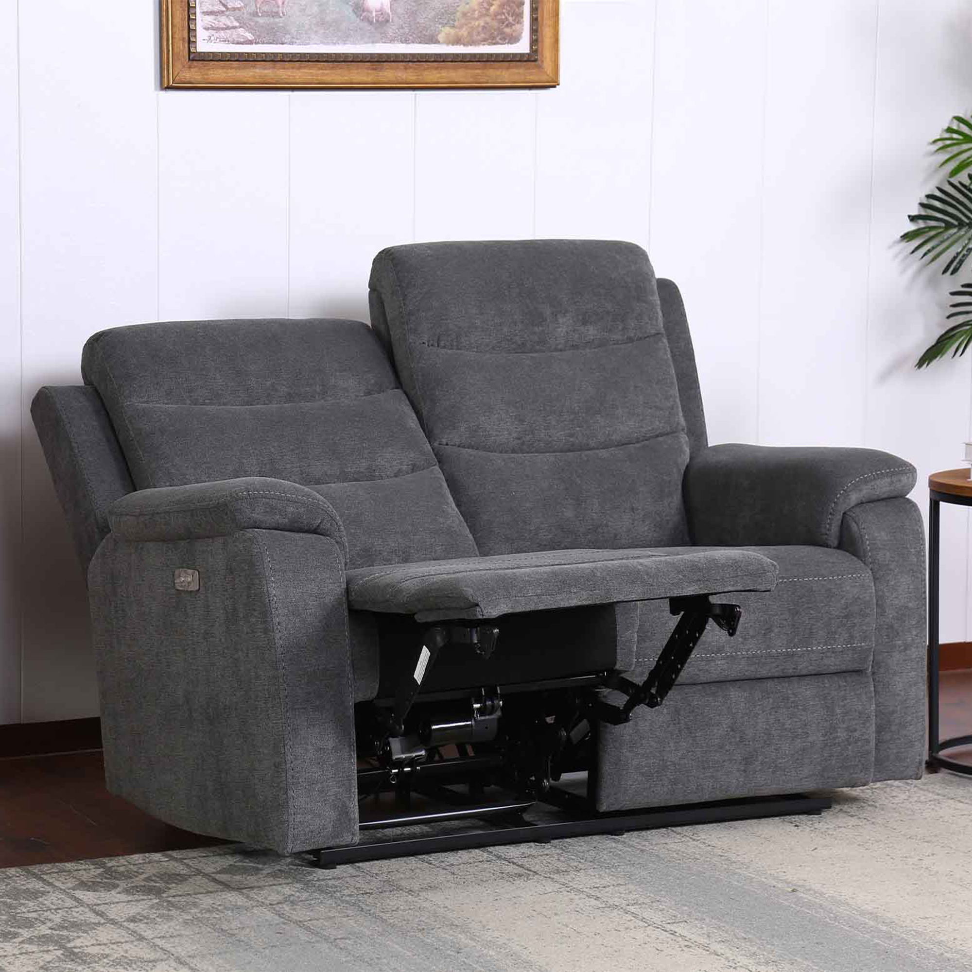 Canapé 2 places relax électrique en tissu gris foncé
