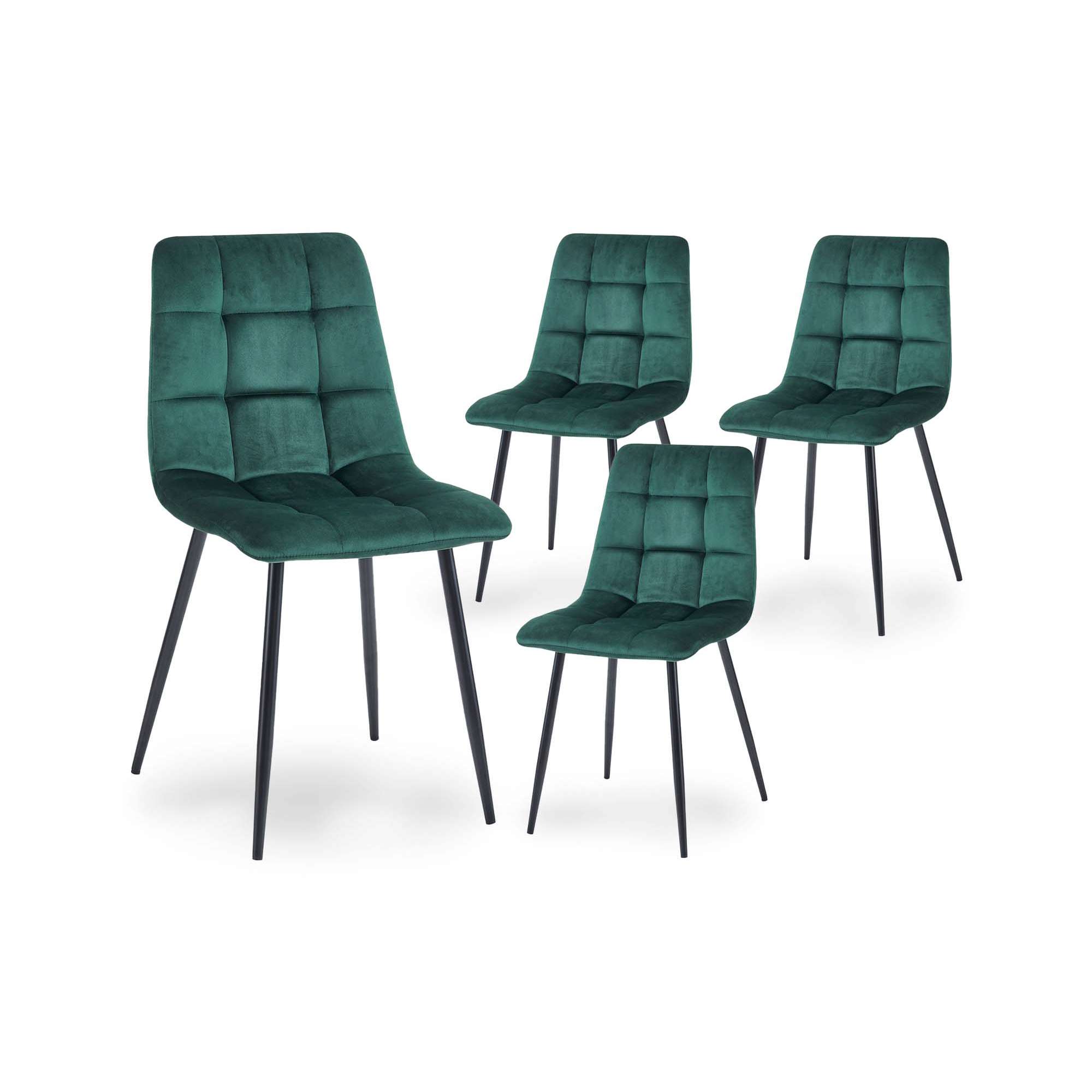 Lot de 4 chaises en velours vert