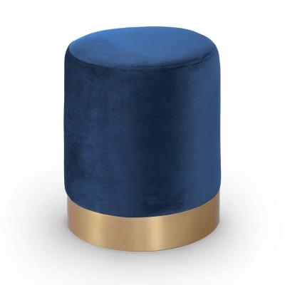 ROBIN - Pouf rond en velour et métal doré