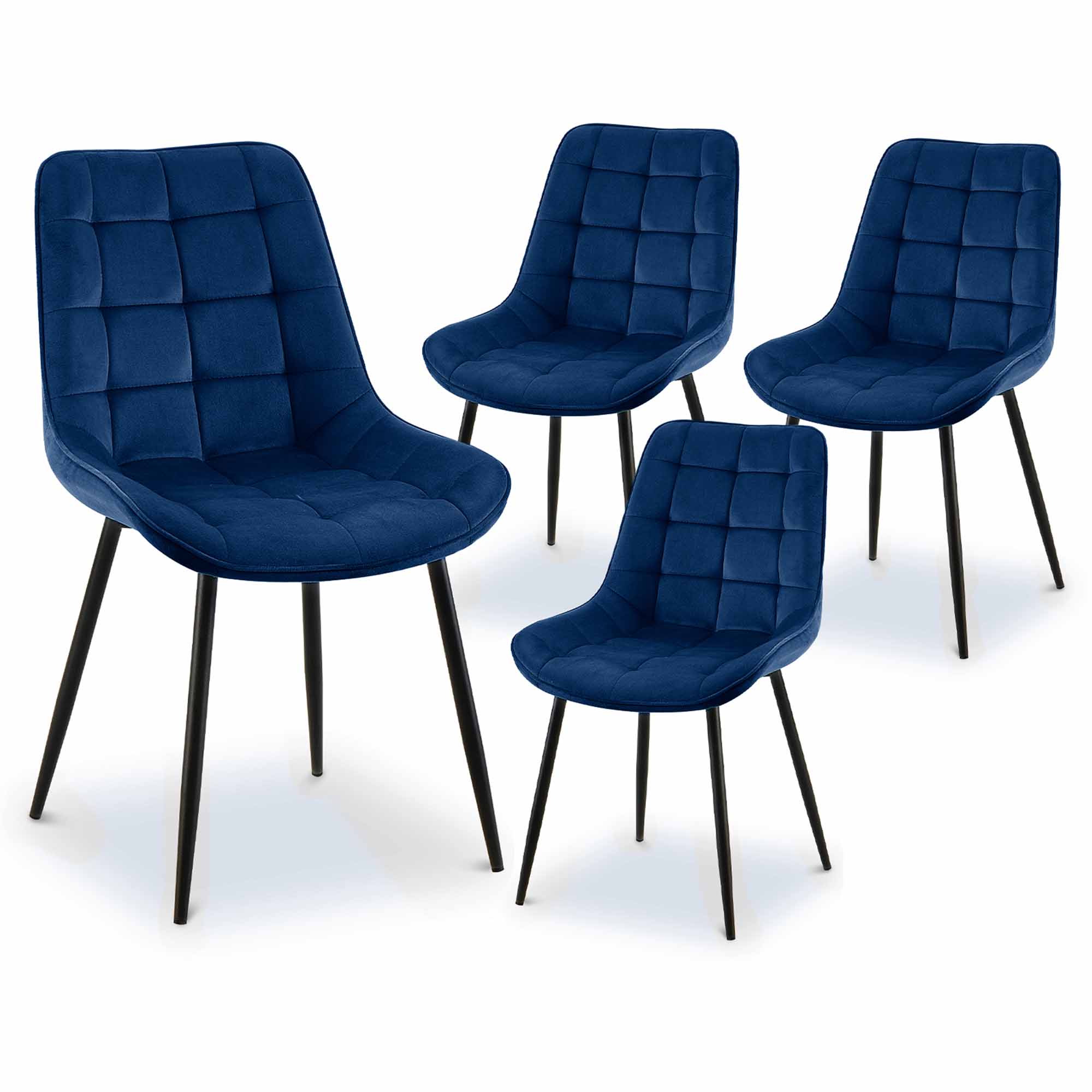Lot de 4 chaises en tissu bleu CHERYL