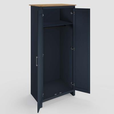 Soldes - Armoire penderie 2 portes en bois recyclé bleu navy