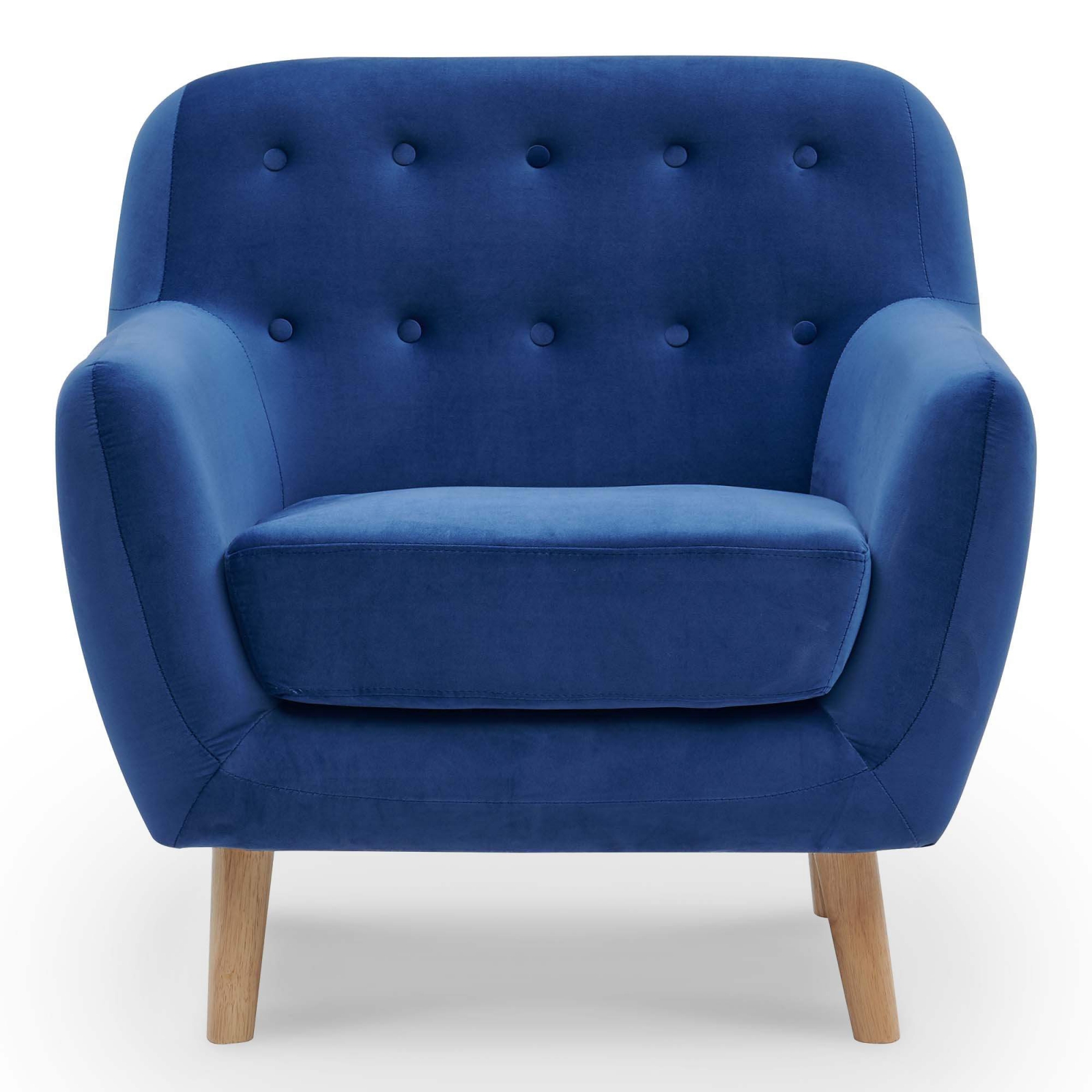 Fauteuil en tissu velours bleu scandinave