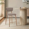 Tabouret en tissu taupe pieds couleur bois