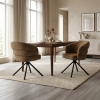 Lot de 2 chaises pivotantes en tissu vert olive pieds en m&eacute;tal noir