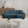 Canapé d'angle convertible et réversible avec coffre en velours côtelé bleu