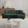 Canapé d'angle convertible et réversible avec coffre en velours côtelé vert