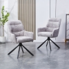 Lot de 2 chaises pivotantes en tissu gris pieds en métal noir