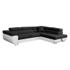 Canapé d'angle convertible noir et blanc coffre de rangement - Angle Droit