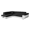 Canapé d'angle convertible noir et blanc coffre de rangement - Angle Gauche