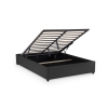 Lit sommier relevable avec coffre en simili cuir noir 140x190 cm