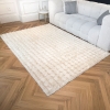 Tapis tissu doux &agrave; relief beige - 160x230