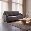 Canap&eacute; 3 places convertible en tissu gris