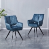 Lot de 2 chaises en velours bleu pieds en métal noir