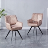 Lot de 2 chaises en velours taupe pieds en métal noir