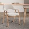 Chaise de repas en tissu beige pieds couleur bois clair
