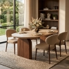 Table &agrave; manger ovale extensible couleur travertin et bois fonc&eacute; 200-300 cm