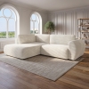 Canapé d'angle convertible et coffre velours côtelé épais beige - Angle gauche