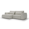 Canap&eacute; d'angle convertible avec coffre en tissu beige - Angle gauche