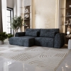 Canap&eacute; d'angle convertible avec coffre en tissu bleu - Angle gauche