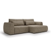 Canap&eacute; d'angle convertible avec coffre en tissu taupe - Angle droit