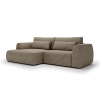 Canap&eacute; d'angle convertible avec coffre en tissu taupe - Angle gauche