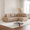 Canapé d'angle réversible et convertible avec coffre en tissu beige