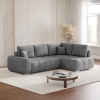 Canapé d'angle réversible et convertible avec coffre en tissu gris