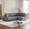 Canap&eacute; d'angle r&eacute;versible et convertible avec coffre en tissu gris