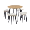 Ensemble table &agrave; manger en bois avec 4 tabourets beige