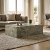 Table basse rectangulaire en marbre d'ing&eacute;nierie vert