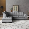 Canapé d'angle convertible avec coffre en tissu gris clair - Angle gauche