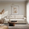 Canapé 3 places convertible en tissu beige
