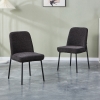 Lot de 2 chaises en tissu gris fonc&eacute; pieds en m&eacute;tal noir