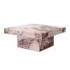 Table basse carrée en marbre d'ingénierie beige et marron