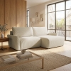 Canap&eacute; d'angle convertible et r&eacute;versible avec coffre en tissu beige