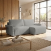 Canap&eacute; d'angle convertible et r&eacute;versible avec coffre en tissu gris clair