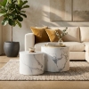 Lot de 2 tables basses couleur marbre blanc