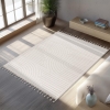 Tapis tiss&eacute; &agrave; franges blanc &eacute;cru - 160x230 cm