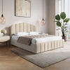 Lit coffre 180x200 cm en velours beige